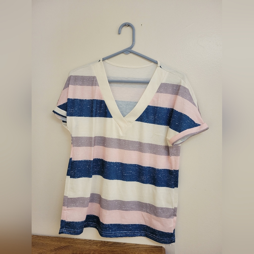 Striped V-Neck Women's Top